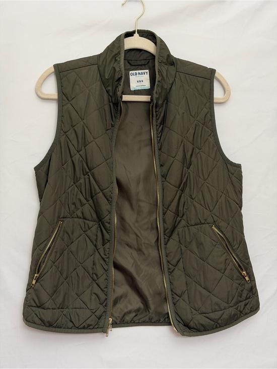 Old Navy Jackets & Blazers - Old Navy Olive Green Quilted Vest with Gold Zipper
